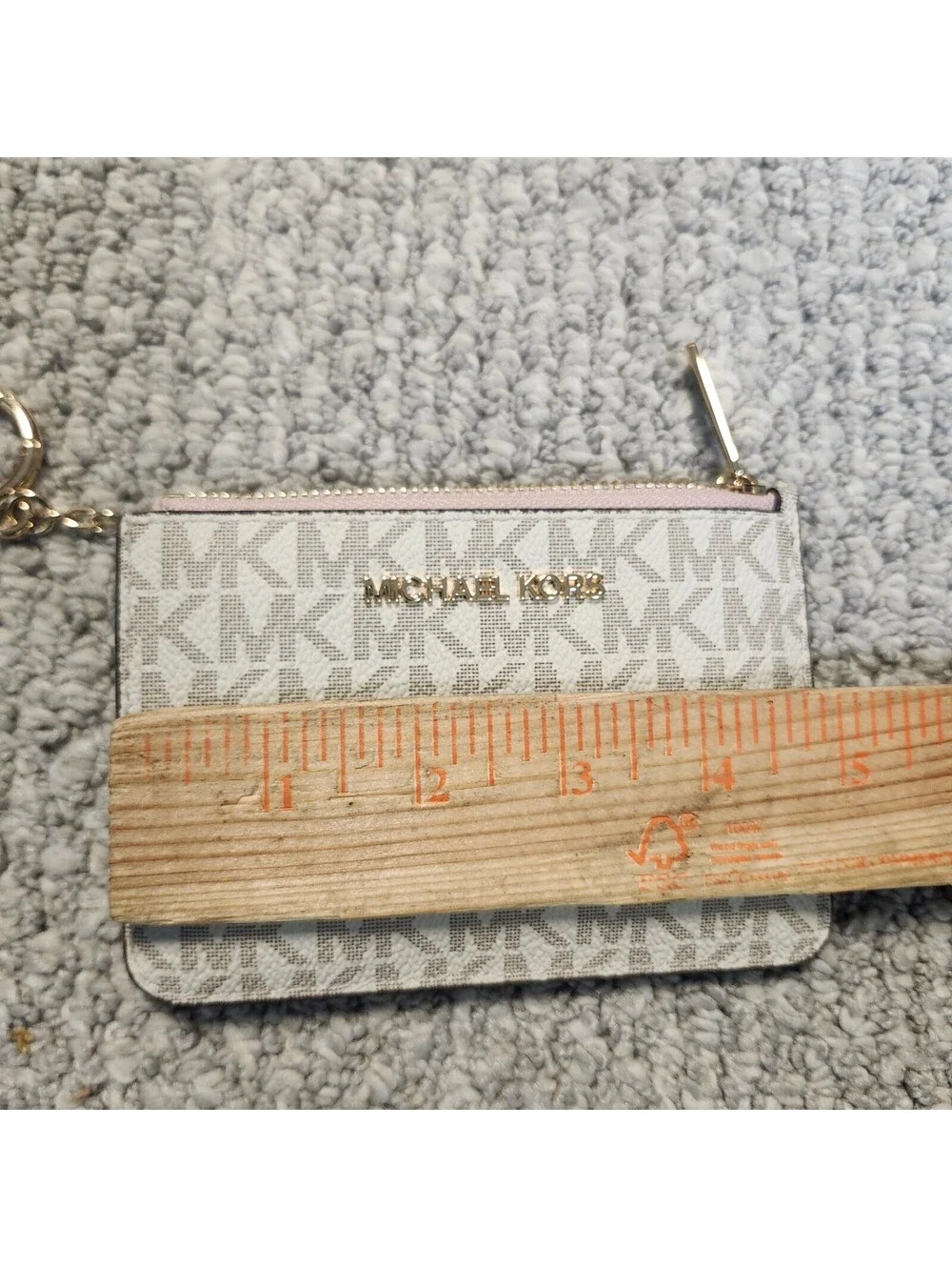 Michael Kors Monogram Zip Card Holder Wallet with Key Ring